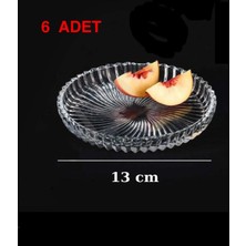 Şık 6'lı Cam Tabak Seti, Cerezlik ve Tatlı Sunumları, 13 Cm, Modern Tasarım