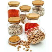 6'lı Bambu Kapaklı 500 ml Cam Baharatlık Seti, Şık ve Kullanışlı Tasarım