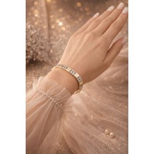 Solène Dora Rose Gold Zirkon Taşlı Altın Kaplama Çelik Bileklik