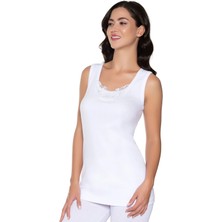 Gümüş 3011 6'lı Kadın Ribana Geniş Askı Güpürlü Atlet