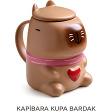 Mersi Shop Kapibara Kupa Bardak – Sevimli Hayvan Figürlü Seramik Kupa Kahve ve Çay Bardağı Kapaklı