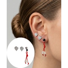 925 Ayar Gümüş Kırmızı Ip Marteniçka Tasarım Kadın Inci Küpe 2