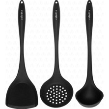 Isıya Dayanıklı Silikon Servis ve Pişirme Seti, 3 Parça, Siyah