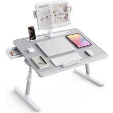 Bix Saiji K10 Xxl Kitap Standlı, Pvc Deri Yüzeyli, 5 Kademe Yükseklik Özellikli Ayarlanabilir Çalışma ve Laptop Masası Gri