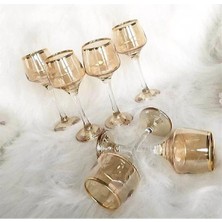 Lav Orkide 6'lı Gold Yaldızlı Kahve Yanı Su Bardağı Seti