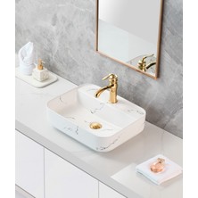 Harmeh Oslo Serisi Tezgah Üstü Çanak Lavabo – Modern Dikdörtgen Tasarım 50X40X13CM