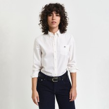 Gant Kadın Beyaz Regular Fit Düğmeli Yaka Oxford Gömlek