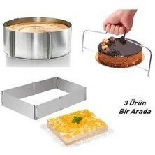 Iki Parça Ayarlanabilir Kare ve Çember Kek Kalıbı ve Kesme Teli Seti