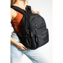 Nemo Group Siyah Unisex Okul Çantası, Laptop Seyahat Sırt Çantası, Crinkle Su Geçirmez Kumaş, 21 Lt, 40X30CM