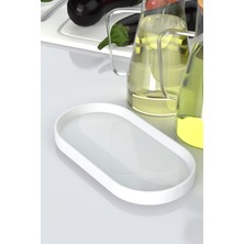 Orta Boy Beyaz Granit Yağdanlık Altlığı ve Standı, Mutfak Dekoruna Uygun Deri Malzeme ile Modern Tasarım