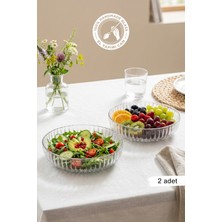 El Yapımı Cam Salata ve Meyve Kasesi 2'li Set, Şık ve Dayanıklı Tasarım