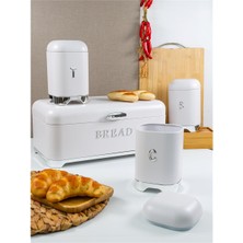 Paçi Belariva-Cuisine Ekmeklik & Baharat Saklama Seti Beyaz | Metal Bread Box + 3’lü Kavanoz Seti