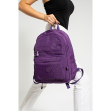 Nemo Group Mor Unisex Okul Çantası, Laptop Seyahat Sırt Çantası, Crinkle Su Geçirmez Kumaş, 21 Lt, 40X30CM