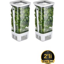Doğa Dostu 2'li Yeşillik Saklama Kabı Seti, 1,7 Litre, Pratik ve Şık