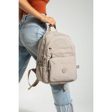 Nemo Group Bej Unisex Okul Çantası, Laptop Seyahat Sırt Çantası, Crinkle Su Geçirmez Kumaş, 21 Lt, 40X30CM