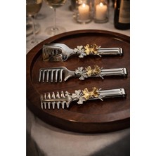 Paslanmaz Çelik 3'lü Maşa Seti, Kelebekli, Şık Servis Takımı