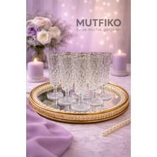 Şık Kristal Cam Ayaklı Kahve Yanı Bardağı Seti, 130 Ml, 6'lı