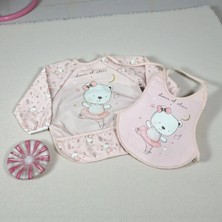 Malkoç Bebe Kollu ve Bağlamalı Ikili Mama Önlüğü Seti - Pembe - St Pembe