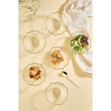 Şık 6 Parça Cam Salata ve Tatlı Kasesi Seti, Modern Tasarım