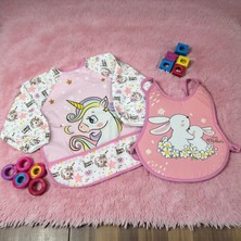 Malkoç Bebe Kollu ve Bağlamalı Ikili Mama Önlüğü Seti - Fuşya - St Fuşya