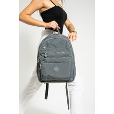 Nemo Group Gri Unisex Okul Çantası, Laptop Seyahat Sırt Çantası, Crinkle Su Geçirmez Kumaş, 21 Lt, 40X30CM