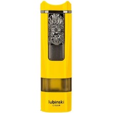 Lubinski Lion Sehpalı Delicili Tek Torch Puro Çakmağı Sarı