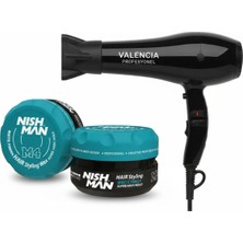 Nishman M4 Saç Şekillendirici Mat Wax 1oo ml x 10 Adet + Valencıa Fön Makinası Hediye