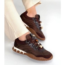 İnallar Ayakkabı Kadın Bağcıklı  Termo Taban Ekose Kumaş Yürüyüş Ayakkabısı