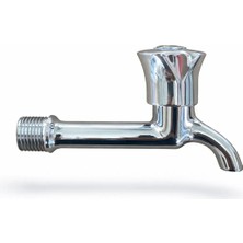 Çeviksu Çiçek Model Kısa Tip Pirinç Musluk 1/2'' Krom Kaplama Bahçe Balkon Su Musluğu