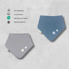 Zuppers 2li Sıvı Geçirmez Bebek Önlük Müslin Indigo-Duman