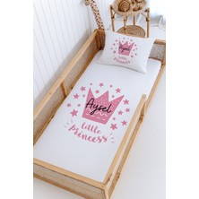 Lilabio %100 Pamuk Isme Özel Montessori Yatak Pike Seti 100X200 Prenses Tacı