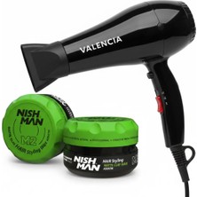 Nishman M2 Saç Şekillendirici Mat Wax 1oo ml x 10 Adet + Fön Makinası Hediye