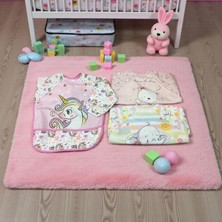 Malkoç Bebe Giyilebilir Mama Önlüğü Üçlü Set - Pembe - St Pembe
