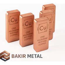 %99,9 Saf Bakır Metal Külçe Seti, 5 Kg (5 x 1 Kg), Koleksiyonluk, Kalite Kontrol Sertifikalı