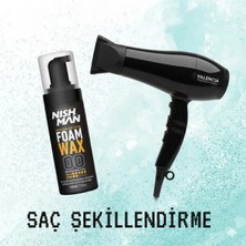 Nishman Saç Şekillendirici Köpük Wax Hacim Verici - 150 ml 5 Adet/ + Fön Makinası Hediye