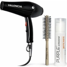 Valancia Valencıa Premium Saç Kurutma Makinası 2500 Watt Profesyonel + Purple Mat Wax + Fön Fırçası