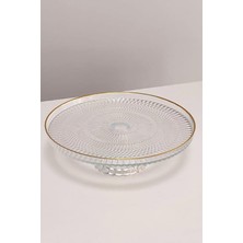 Gold Ayaklı Cam Pasta Standı, Şık Sunum ve Kek Servisi Için Ideal