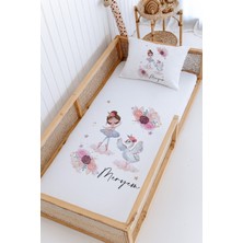 Lilabio %100 Pamuk Isme Özel Montessori Yatak Pike Seti 100X200 Balerin Kuğu