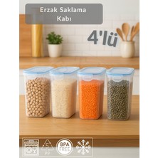 Jet's Home 4\'lü Set Erzak Kabı Vakumlu Hava Almaz Bpa Free Kilitlenebilir Bakliyat kabı 3 L