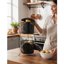 Metal Tel Örgü Sebze Saklama Sepeti, Soğan ve Patates Seti, Küçük Boy