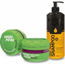Nishman 05 Saç Şekillendirici Ultra Sert Parlak Wax 150 ml x 3 Adet/ + 400 ml Tuzsuz Şampuan Hediye