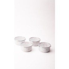 Emaylab Speckles Emaye 4’lü Kapaklı Kase Çerezlik, Kahvaltılık, Reçellik, Zeytinlik, Sunumluk Seti 8cm 200 ml