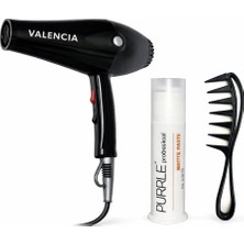 Valencia Premium Saç Kurutma Makinası 2500 Watt Profesyonel + Purple Mat Wax + Şekil Trak