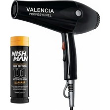 Nishman U1 Sert Tutuş Mat Wax / Special Edition 100 ml 10 Adet/ + Fön Makinası Hediye