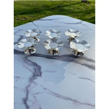 6'lı Dalga Desenli Gümüş Kahve Yanı Lokumluk ve Makaronluk Seti