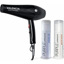 Valencia Premium Saç Kurutma Makinası 2500 Watt Profesyonel + Purple Mat Wax + Purple Parlak Wax