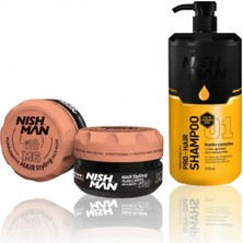 Nishman M6 Mat Görünümlü Saç Şekillendiric Mat Wax x 5 Adet/ + 1250 ml Tuzsuz Şampuan Hediye