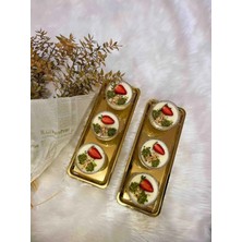 Gold Dikdörtgen Servis Tepsisi 2'li, Çay ve Kahve Sunum Için Ideal