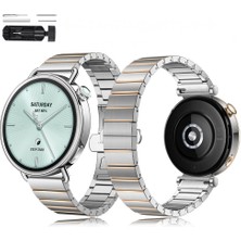 Sneezy Mi Watch S4 41MM Ile Uyumlu Renk Detaylı 18MM Paslanmaz Çelik Metal Kordon Kayış