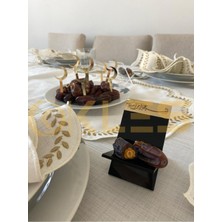 Altın ve Siyah Hurmalık Seti, 6 Adet Hurma Tabağı, Ramazan Süsü, Masa Dekoru